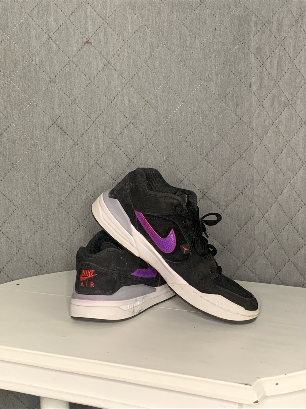 #172 Nike Black Sneakers with Purple Swoosh